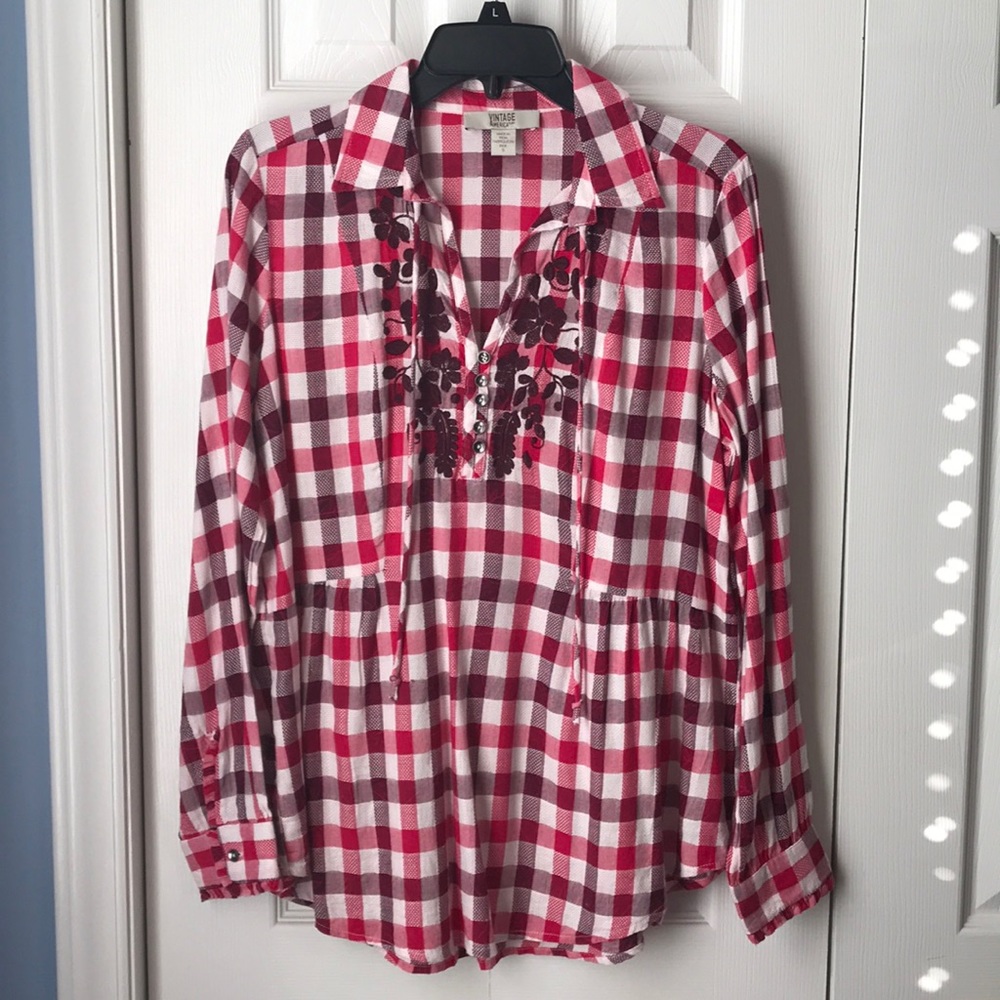 Vintage America Plaid Top